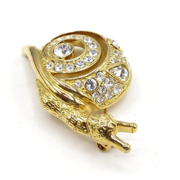 Swarovski Clear Crystal Rhinestone Goldtone Snail - Picture 2 of 11